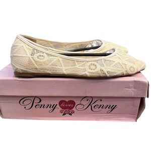 Penny‎ Loves Kenny Knot Lace Ballet Flat White/Ivory Size 8 Embroidered Fairy